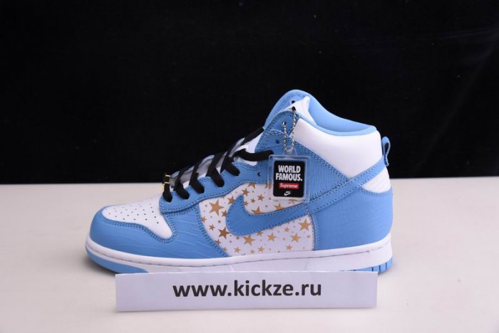 nike dunk high pro sb s*upre*me blue stars -307385-141