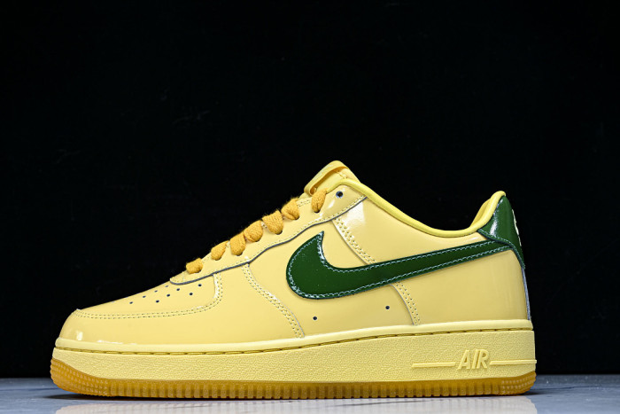 Nike Air Force 1 Low Patent Leather Topaz Gold Pine Green IO4489-700
