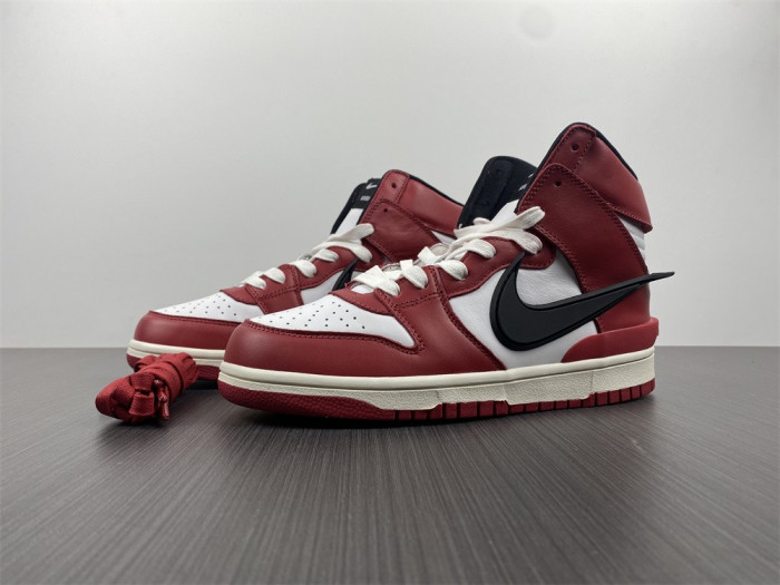 ambush x nike dunk high varsity red black white cu7544-102