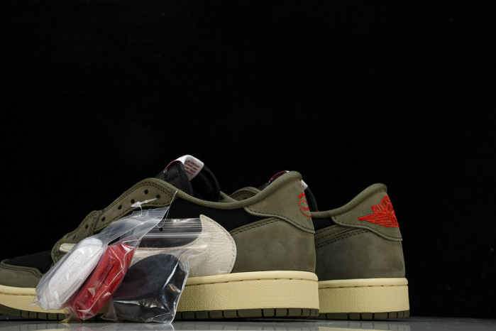 travis scott x air jordan 1 low "black olive" dm7866-002