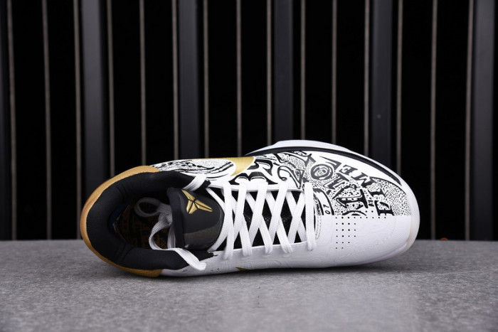 kobe 5 protro black/white/gold ct8044-100