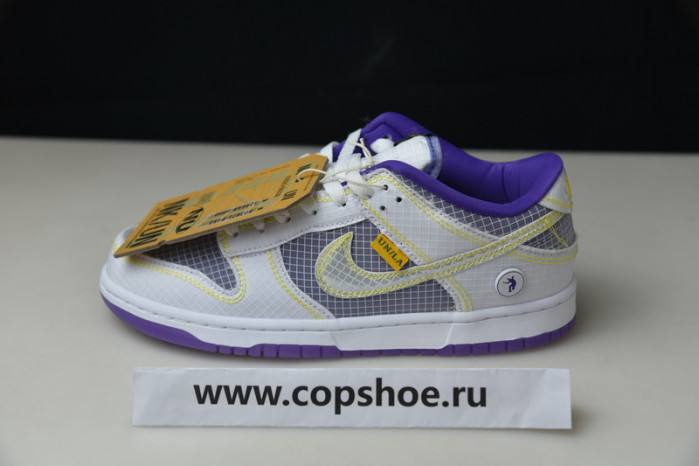 union la x nike dunk low court purple white grey yellow dj9649-500