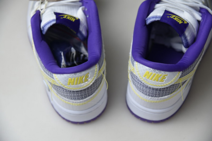 union la x nike dunk low court purple white grey yellow dj9649-500