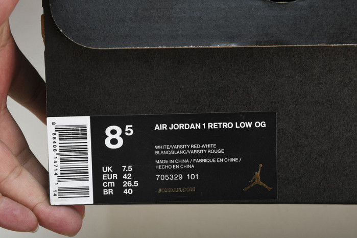 jordan 1 retro low white varsity red - 705329-101