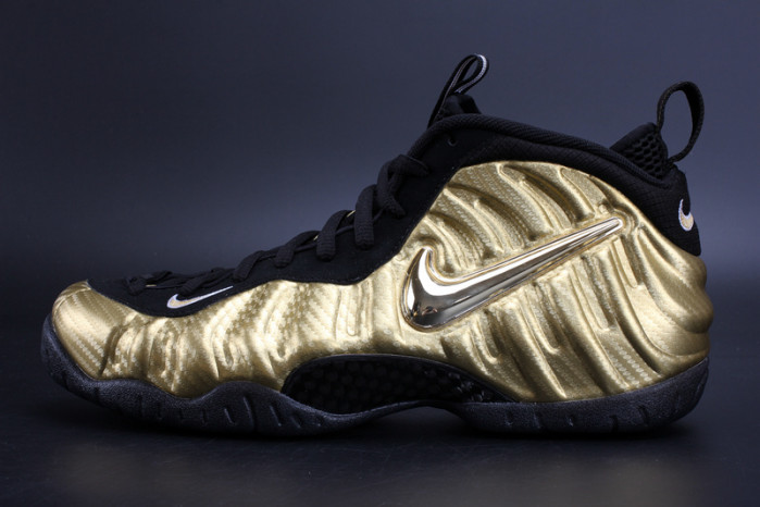air foamposite pro “metallic gold” black mens 624041-701