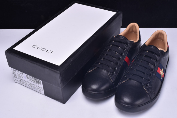 gc ace embroidered low-top sneaker black with bee mens 431942-a38g0