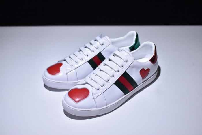 gc ace embroidered low-top sneaker with red heart womens