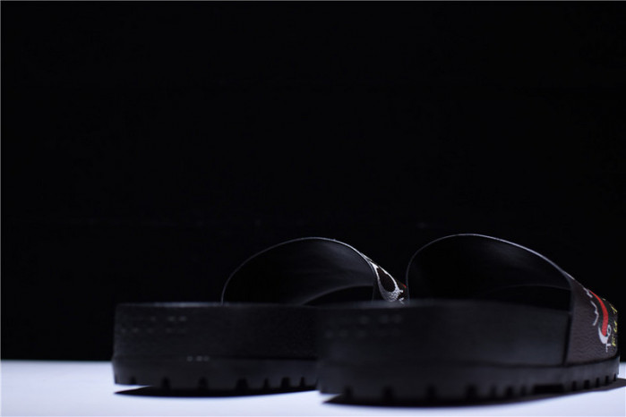 gc leather slide sandal with gg logo mens