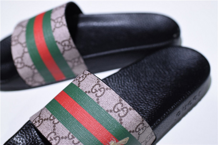 gc leather slide sandal with bee
