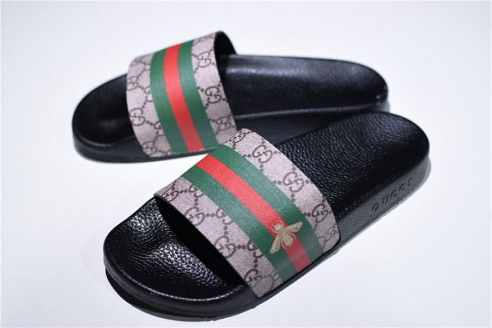 gc leather slide sandal with bee