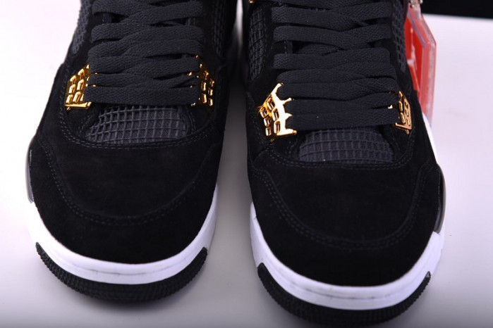 air jordan 4 “royalty” black/metallic gold-white mens 308497-032