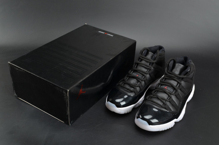 jordan 11 retro bp "72-10" black mens 378037-002