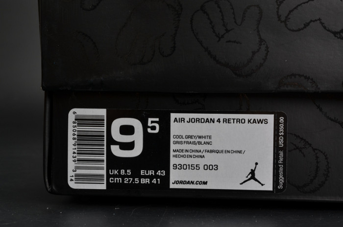 kaws x air jordan 4 “cool grey” 930155-003