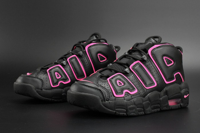 nike air more uptempo gs “hyper pink” black/ pink womens 415082-003