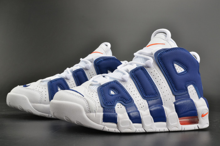 nike air more uptempo “knicks” white/deep royal blue womens 415082-103