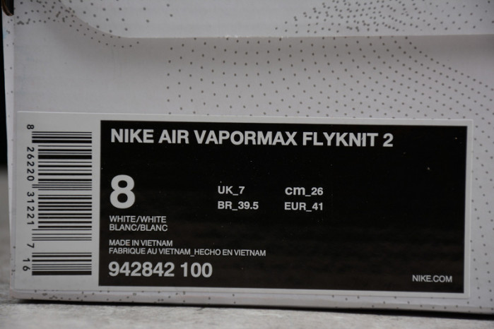nike mens air vapormax flyknit 2.0 triple white 942842-100