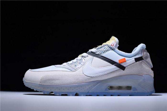 of x nike air max 90 am90 the ten 10 sail muslin virgil abloh aa7293-100